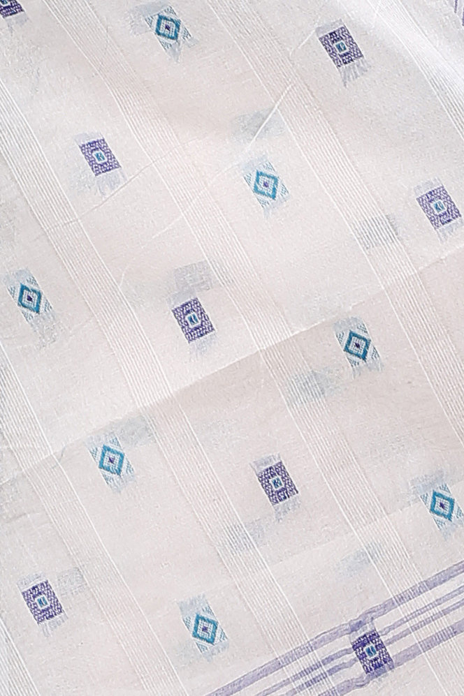 White Pure Cotton Ramala Tant Saree (961)